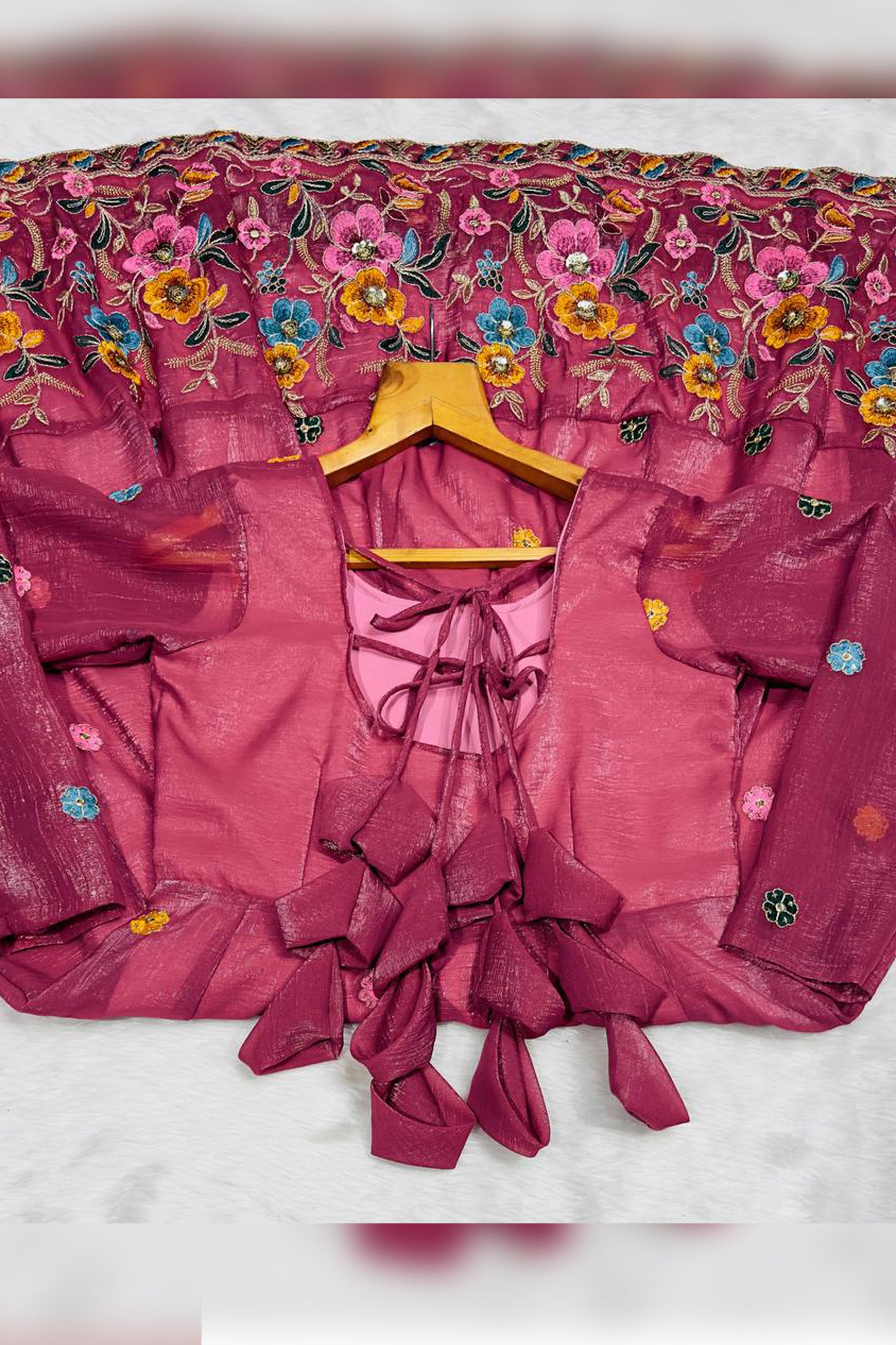 Gulzar Dusty Rose Floral Embroidered Anarkali Suit Set