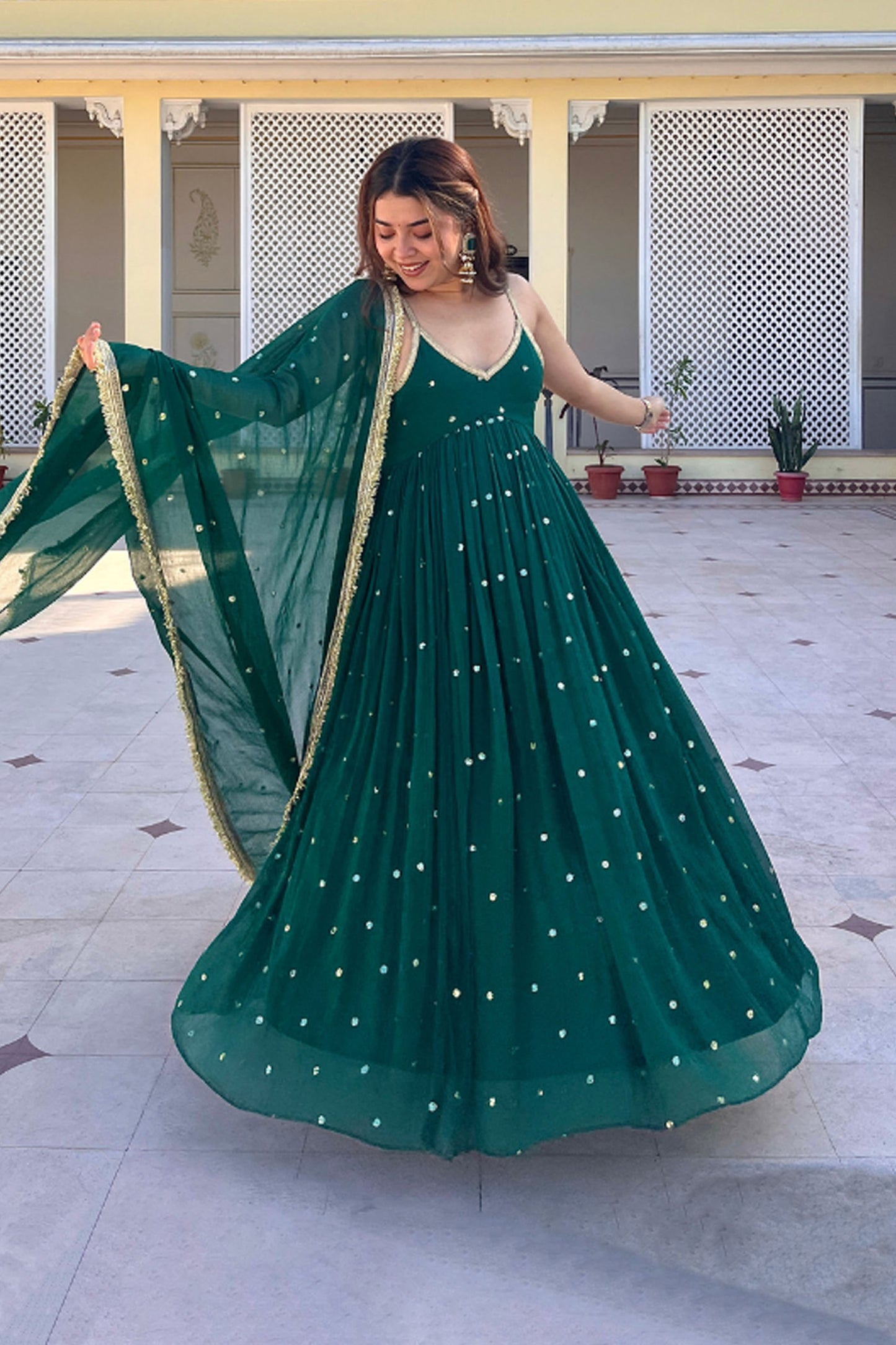 Celestial Emerald Grace Anarkali Set