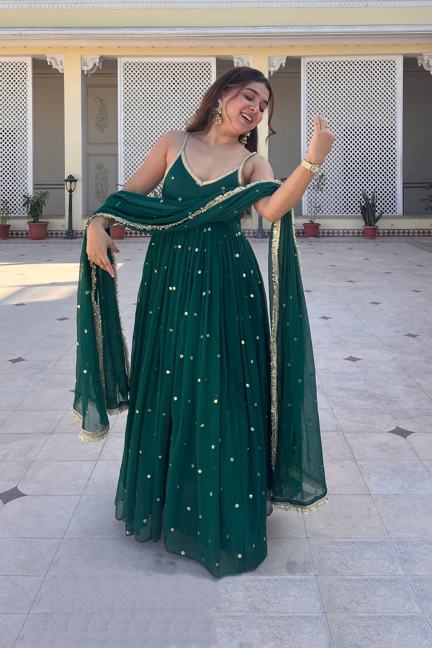 Celestial Emerald Grace Anarkali Set