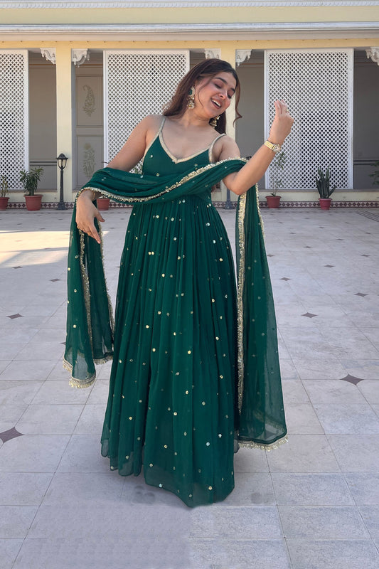 Celestial Emerald Grace Anarkali Set