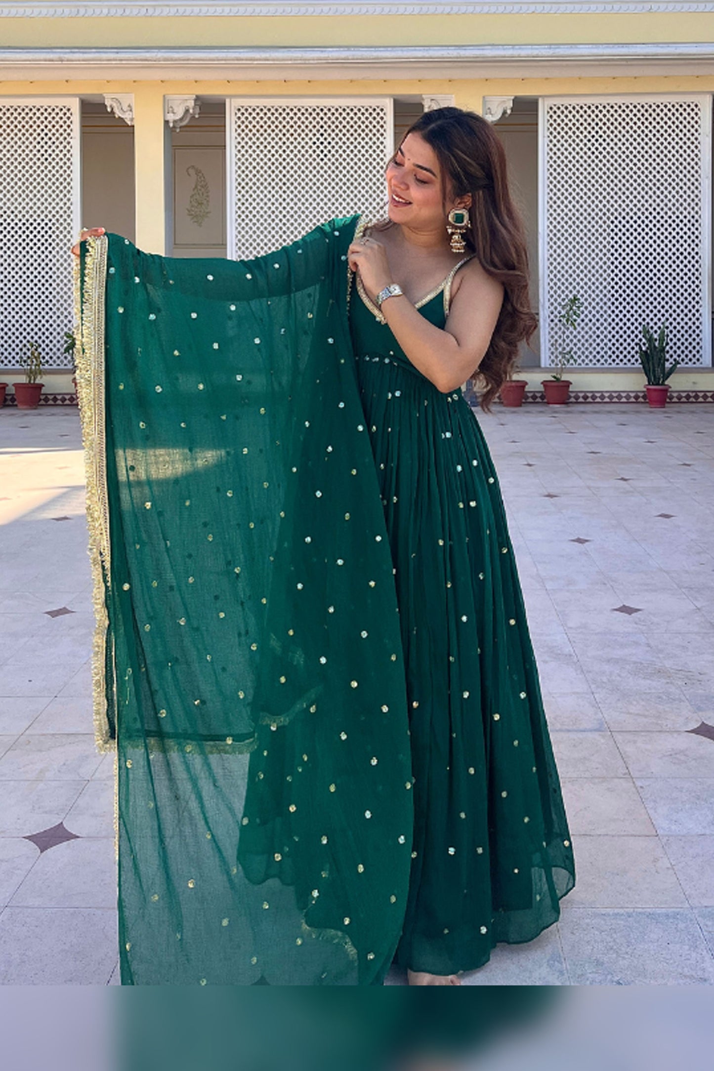 Celestial Emerald Grace Anarkali Set