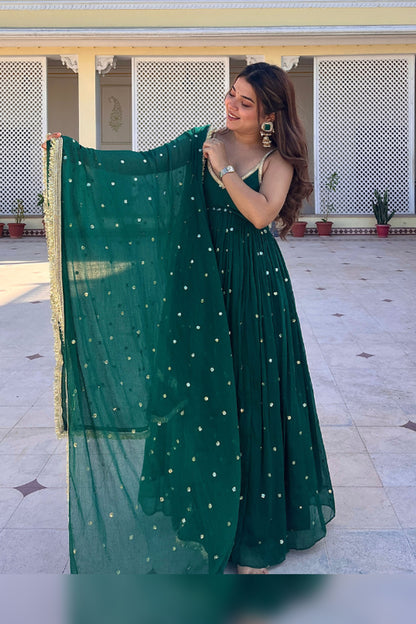 Celestial Emerald Grace Anarkali Set