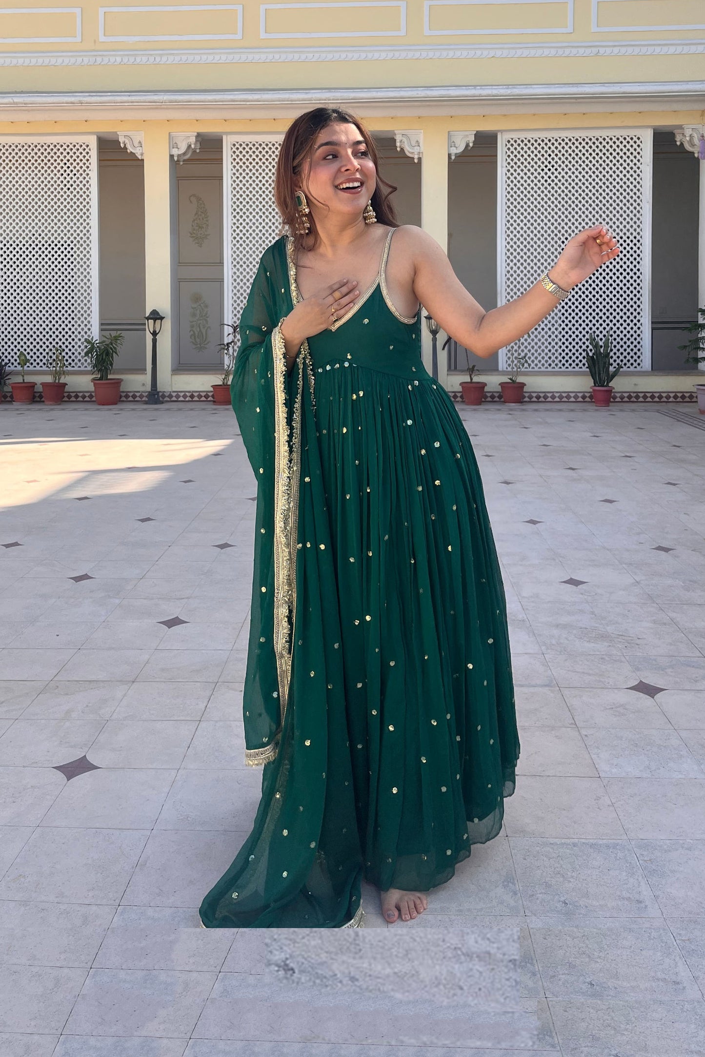 Celestial Emerald Grace Anarkali Set