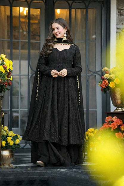 Shaaista Noir Black Flared Anarkali Set