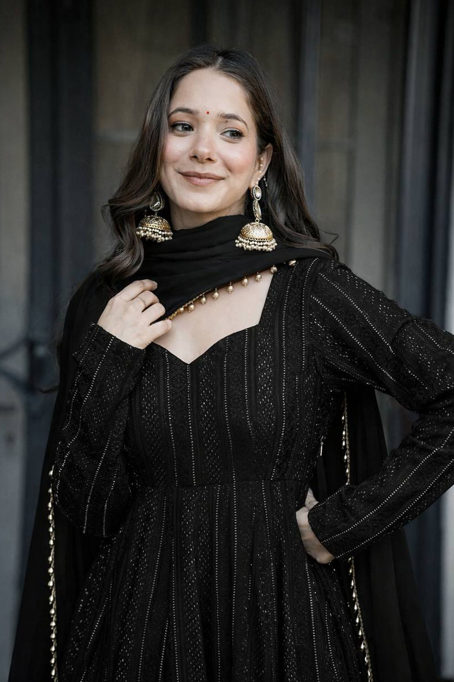 Shaaista Noir Black Flared Anarkali Set