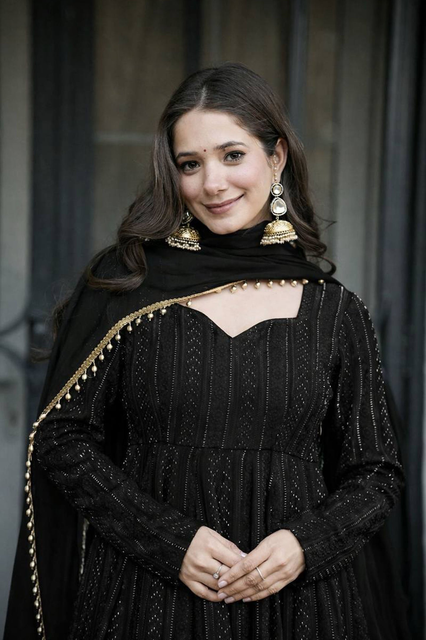Shaaista Noir Black Flared Anarkali Set
