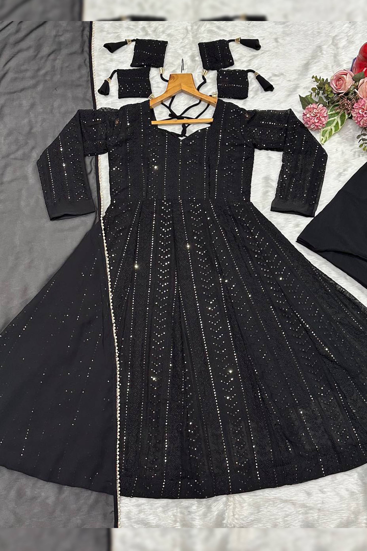 Shaaista Noir Black Flared Anarkali Set