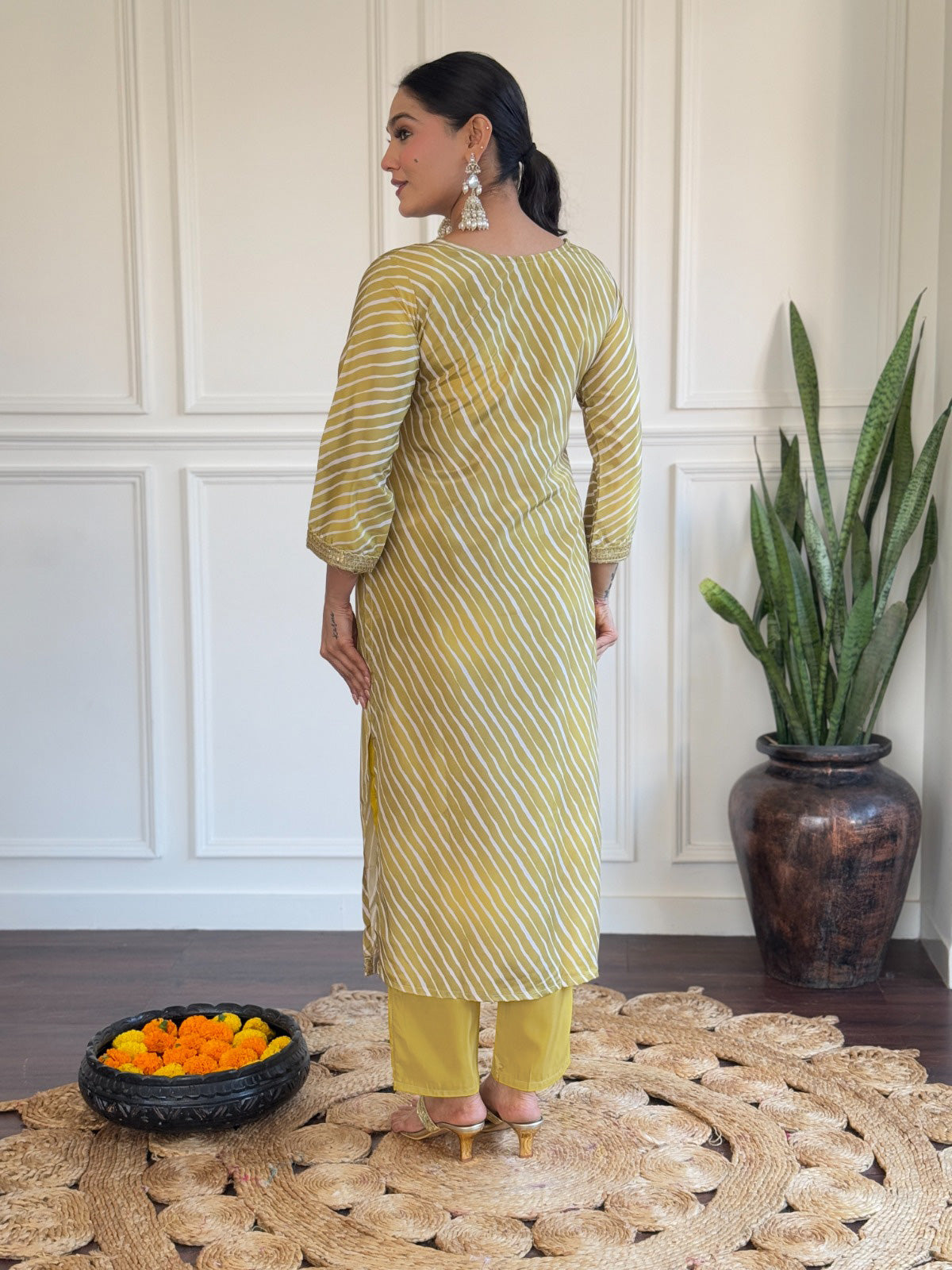 STRIPED LEHERIYA KURTA SET