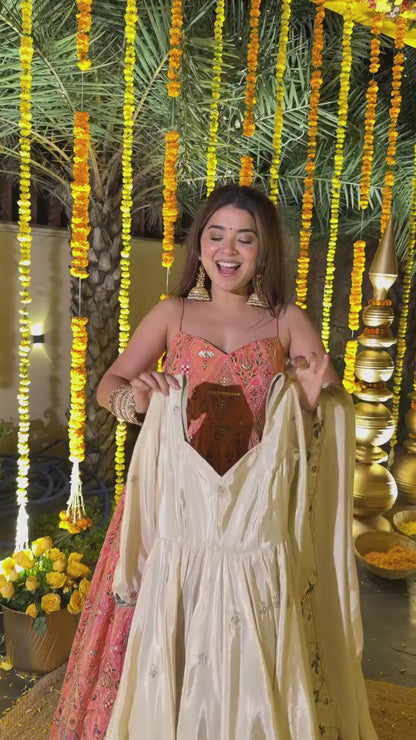 Off-White Heavy Silk Anarkali Suit Set