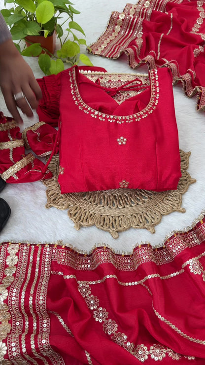 Shaahi Laal Anarkali Suit Set