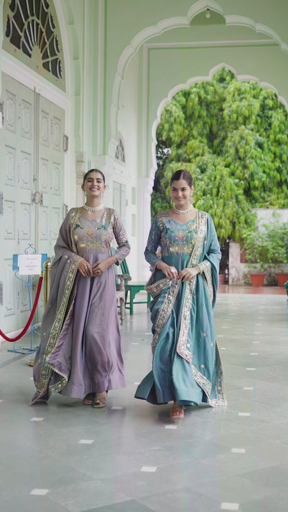 Navyara Lavender Onion Gown with Dupatta