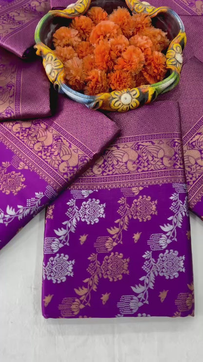 Premium Purple Saree with Rich Pallu & Full Jacquard Weaving