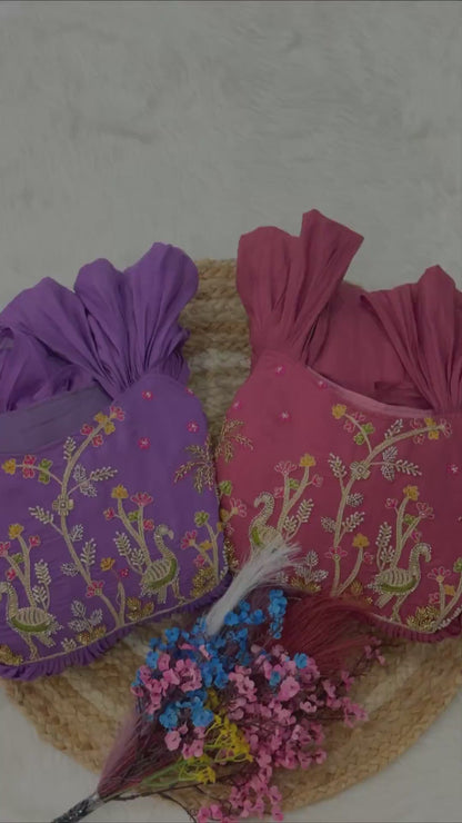 Meher Purple Beads Embroidered Chanderi Gown