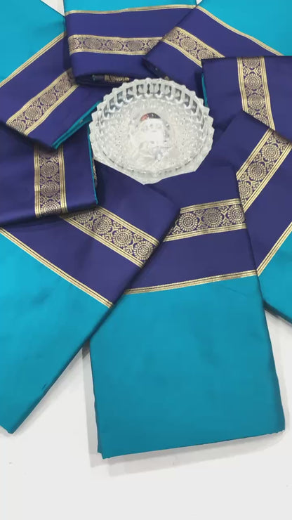 Stunning Navy Blue Jacquard Saree with Luxurious Rich Pallu