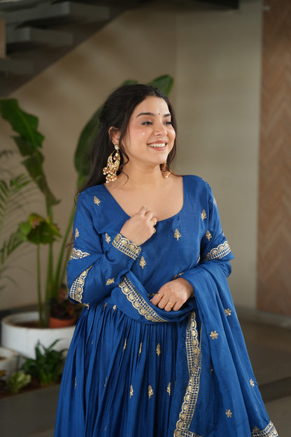 Aarohi Royal Blue Embroidered Gown