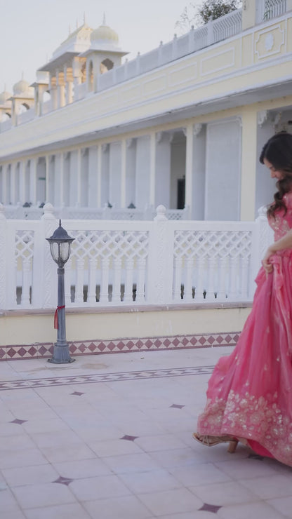 Blushing Romance Coral Pink Lehenga Set