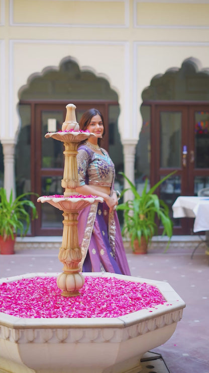 Regal Mauve Majesty Embroidered Georgette Lehenga Choli Set